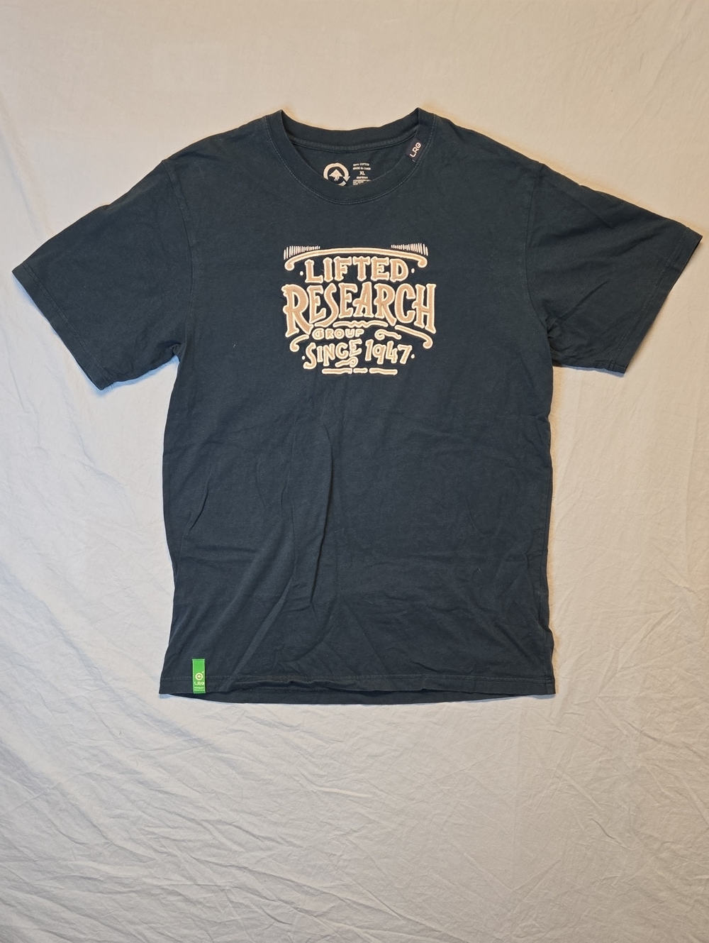 Lrg Lifted Research Group Teal Embroidered Spellout Logo T-Shirt Vintage Y2K